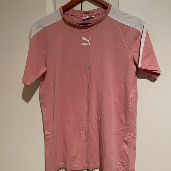 Puma Tops - Puma Women’s Pink and White Short Sleeve Tee